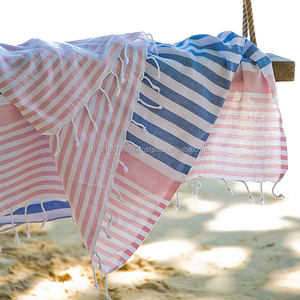Capri Peshtemal-serviette de plage turque en gros, bleu et rose clair-serviettes PEST105-BLP-2 OEM disponibles - Product Image 1