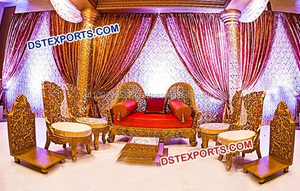 Chaises de mariage indien Mandap Leaf à la mode vente chaude de haute qualité conçu en bois mariages hindous ensemble de chaises Mandap vente de Malaisie - Product Image 2
