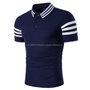 Men,s Stripe Splice Short Sleeves Casual Slim Fit Polo T Shirt