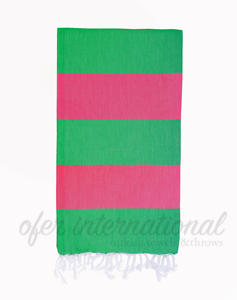 Double Turkish Fouta Pestemal <b>Towels</b> PEST106-<b>PINK</b> GREEN Rainbow Collection - Product Image 2