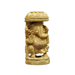 Large <strong>Wood</strong> Carving <strong>Ganesha</strong> <strong>Statue</strong> Handmade Wedding Favor