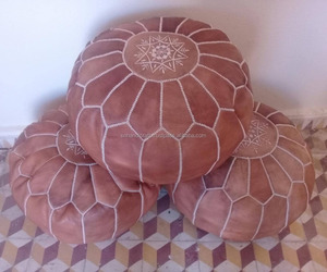 High QualityLeather Poufs, <b>Ottoman</b> Luxury Floor, Moroccan Home Decor,moroccan - Product Image 1