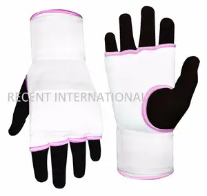 1 Par de Vendas de Boxeo de Algodón Sin AZO con Diseño de Orificio para el Pulgar Sin Dedos y Nudillos de Gel Protector - Product Image 1