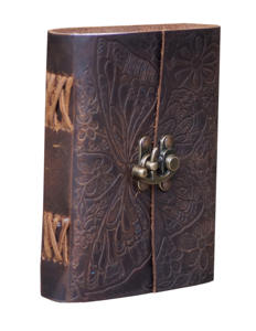 Diario de cuero genuino hecho a mano, libro de notas, mariposa en relieve, suministros de oficina y papelería, material escolar, cuaderno de bocetos, C-Lock de latón - Product Image 2
