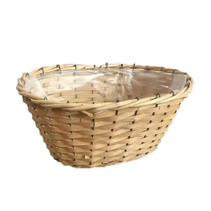 Wicker Basket For Planting Green Plant Succulent Garden Flower Pot Metal Frame