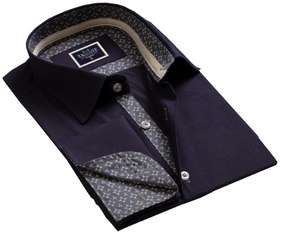 เสื้อเชิ้ตแขนฝรั่งเศสผ้าคอตตอน Plain100 % สีน้ำเงิน - Product Image 1