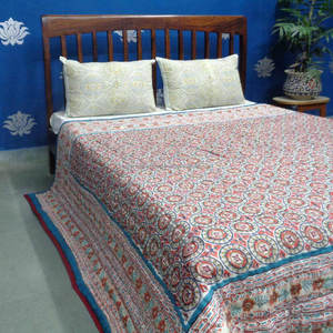 Juego de Cama Gola Chokri de Algodón 100% Hecho a Mano en India, Nuevo, Tamaño Queen, Edredón Estampado, Algodón Orgánico Ecológico para Hotel, Local - Product Image 3