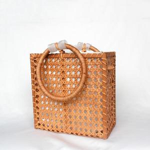 Rectangular rattan cane webbing bag