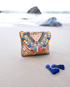 Bolso de mano tipo bandolera de lona hecha a mano con borlas y cuentas, estilo bohemio indio, para mujer, con bordado de diseñador, ideal para la playa o la noche. - Product Image 6