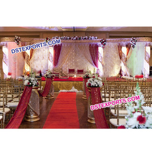 Mandap de fibra de cristal tallada para boda india, color dorado y rosa - Product Image 1