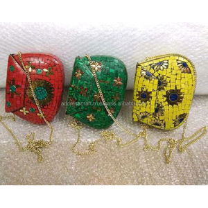 นําเสนอโดยที่อยู่หัตถกรรมขายร้อนสไตล์ใหม่สุภาพสตรีหินอ่อนและกระเป๋าโลหะออสเตรเลียออกแบบอินเดียออกแบบสลิงกระเป๋าคลัทช์ - Product Image 6