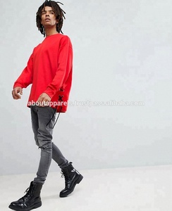 Vente en gros sweat à capuche personnalisé 80% coton 20% polyester sweat-shirt à fente latérale en dentelle respirant et surdimensionné avec motif d'impression 3D - Product Image 4