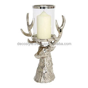 <b>Silver</b> Antler Hurricane <b>Candle</b> <b>Holder</b> - Product Image 1