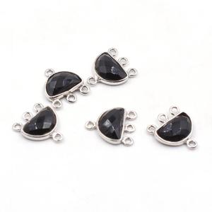 Forma redonda de ónix negro 925 Starling Silver Bezel Conector plateado Fabricación de joyas hechas a mano - Product Image 4