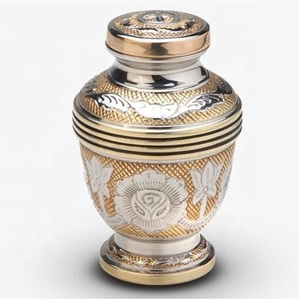 Yellow Fire Antique Keepsake <b>Urns</b> <b>for</b> Funeral <b>Ashes</b> Metal Brass/Aluminum - Product Image 5
