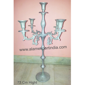 Pièce maîtresse de table en cristal de Style Ins forgé argenté à cinq bras Candélabre en aluminium coulé pour la décoration intérieure et les mariages - Product Image 2
