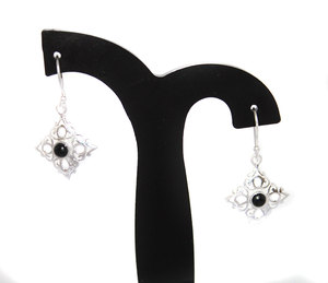 Boucles d'oreilles pendantes en argent sterling massif 925 faites à la main en onyx noir pour bijoux pour femmes | Vente en gros disponible - Product Image 2