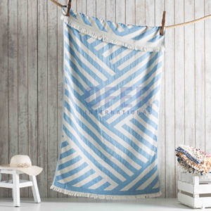 Serviette turque Harmony Blue 100% coton-Couverture de plage de pique-nique, couvre-lit, usage multiple Jacquard fait turc - Product Image 2