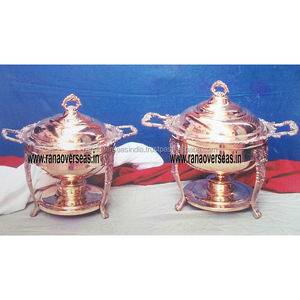 Petits chauffe-plats ronds en cuivre, ustensiles de Buffet, plat de service en acier inoxydable avec élévateur, une pièce essentielle à votre grande fête - Product Image 4