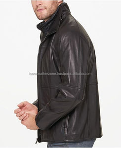 Chaqueta de bombardero de piel de vaca auténtica para hombre, babero de talla grande, temporada de invierno, capucha transpirable, cuello, patrón liso, bolsillo de piel de oveja - Product Image 4