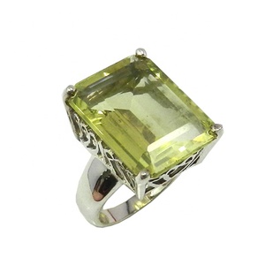 ขายดีที่สุด925เงินสเตอร์ลิงแหวนพลอยควอตซ์มะนาวเครื่องประดับแฟชั่นแหวนเงินตลอดไปผู้จัดจำหน่ายแหวน - Product Image 1