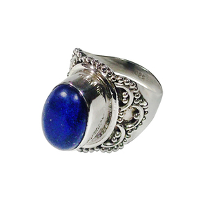 925 Anillo de piedras preciosas de lapislázuli azul cabujón de plata esterlina - Product Image 6