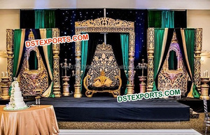 Decoración Exclusiva para Escenario de Boda Estilo Mughal Rajwada de Bollywood, Elegantes Decoraciones para Escenario de Boda India - Product Image 6