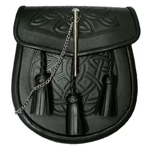 Celtic geprägtes Leder Sporran Custom Made Scottish Kilt Leder Sporrans Pin Lock Echtes Leder Sporrans zu Großhandels preisen