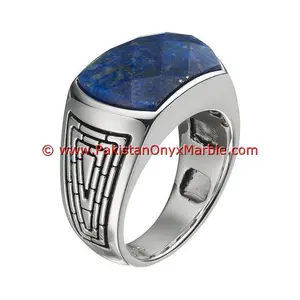 เครื่องประดับโบราณ Lapis Lazuli แหวนเงินสเตอร์ลิง