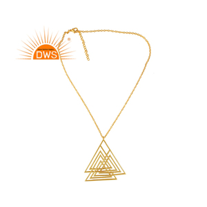 Colgante de cadena chapado en oro de 18K, colgante de diseño delicado geométrico, joyería de moda lisa al por mayor - Product Image 1