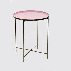 Ijzeren Tafel Antieke Ronde Tafel Buiten Ronde Tafelbladen Roze Top Ronde Huismeubilair Decoratieve Handgemaakte Sitter