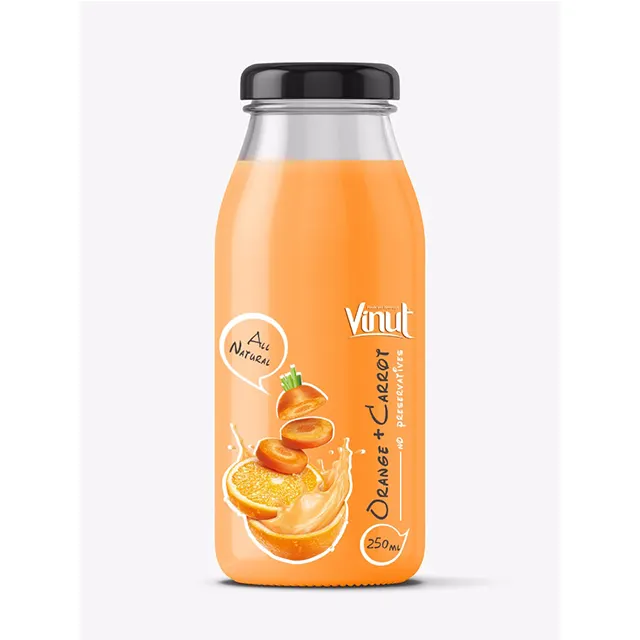 Vruchtensap Drinken Met Oranje En Wortel Sap 250Ml Glazen Fles