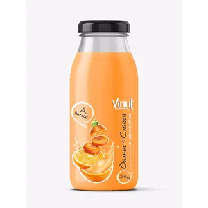 Bebida de jugo de fruta con jugo de naranja y zanahoria, botella de vidrio de 250ml