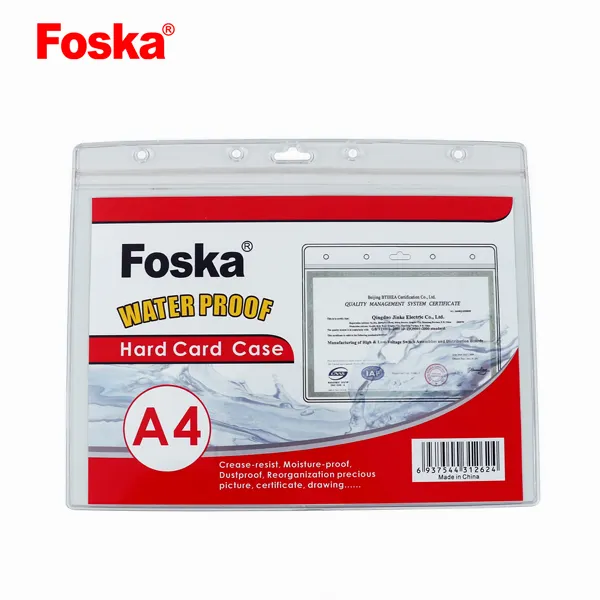 Foska Water Proof 1.0mm Plastic Hard Card Case Holder Certificate Holder Card Badge Photo Holder