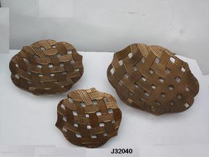 ชามอลูมิเนียมหล่อสไตล์การทอผ้าไม้ไผ่และทองเหลืองโบราณชามเสิร์ฟเสร็จสิ้นการตกแต่งโลหะและชามเสิร์ฟ - Product Image 4