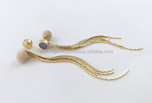 Pendientes de tuerca de borla de cadena de serpiente Superfina hechos a mano para mujeres/niñas, ágata de aleación hermosa para fiestas de compromiso, regalo de bodas - Product Image 1