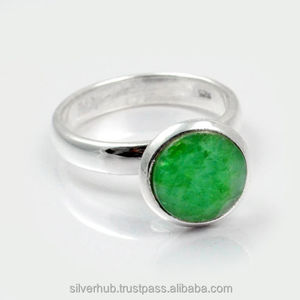 Bague Solitaire en argent Sterling 925, pierre de naissance émeraude ronde verte émeraude, pour femme - Product Image 3