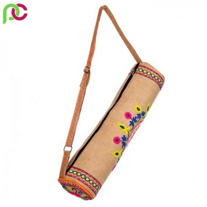 Bolsa de yoga para gimnasio de yute impresa personalizada, comprar bolsas de los mejores precios en línea para transporte de esterilla de yoga con logotipo, fabricante de bolsas de esterilla de yoga - Product Image 3