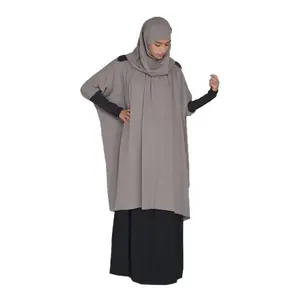 Best Quality Long Hijab with Black Skirt Two Piece Integrated Scarf Women Wool Peach Adults