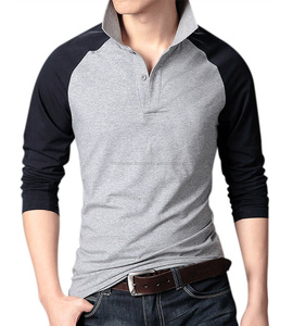 Camisas informales de alta calidad para hombre, cuello redondo, manga larga raglán de dos botones para camisetas Polo/camisa deportiva, patrón sólido 200-240 - Product Image 1