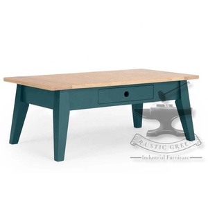 Table basse en bois massif de style industriel avec petit tiroir Meubles de salon d'ameublement - Product Image 1