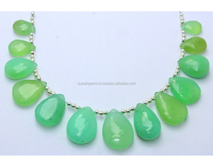 Australian Natural Chrysoprase Pear Shape Green <b>Beads</b> Green Drops - Product Image 3