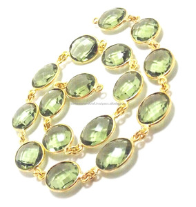 ชุดฝาควอตซ์พลอยอะเมทิสต์สีเขียวเครื่องประดับอัญมณีธรรมชาติทำด้วยมือโซ่ข้อต่อแบบโบโฮสำหรับการตกแต่ง - Product Image 2