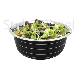 Bol profond couleur noire Table à manger en acier inoxydable Centre de table Bol à fruits décoratif au prix de gros