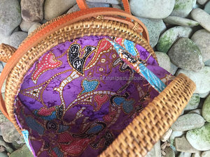 Vietnamese Rattan <b>Bag</b> with <b>Real</b> <b>Leather</b> Strap Women's Clutches - Product Image 3