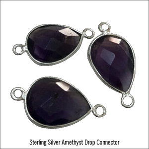 Conectores de Bisel Colgantes de Plata de Ley con Gema de Amatista de Sejal Creation, los Más Vendidos, Listos para Envío, Fornituras de Joyería - Product Image 2