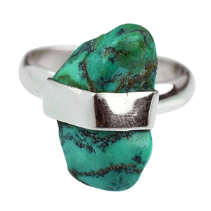 Anillo de plata de primera ley con forma rugosa para mujer, sortija, plata esterlina 925, turquesa, plata esterlina 925 - Product Image 2