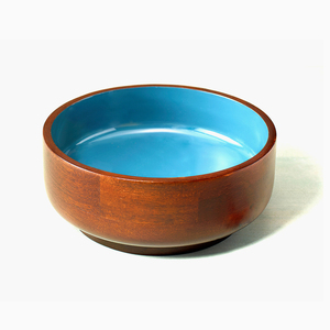 ชามสลัดไม้เคลือบสีน้ำเงิน - Product Image 1