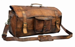 Vintage Style Polochon Week-End En Cuir Véritable Weekender Sac De Voyage-LGB-0045 - Product Image 2