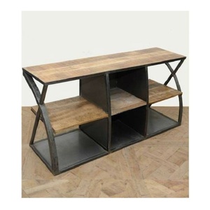 Estantería de madera de hierro industrial moderna, muebles versátiles para el hogar, Hospital, Hotel, apartamento, para entrada, sala de estar, dormitorio - Product Image 1